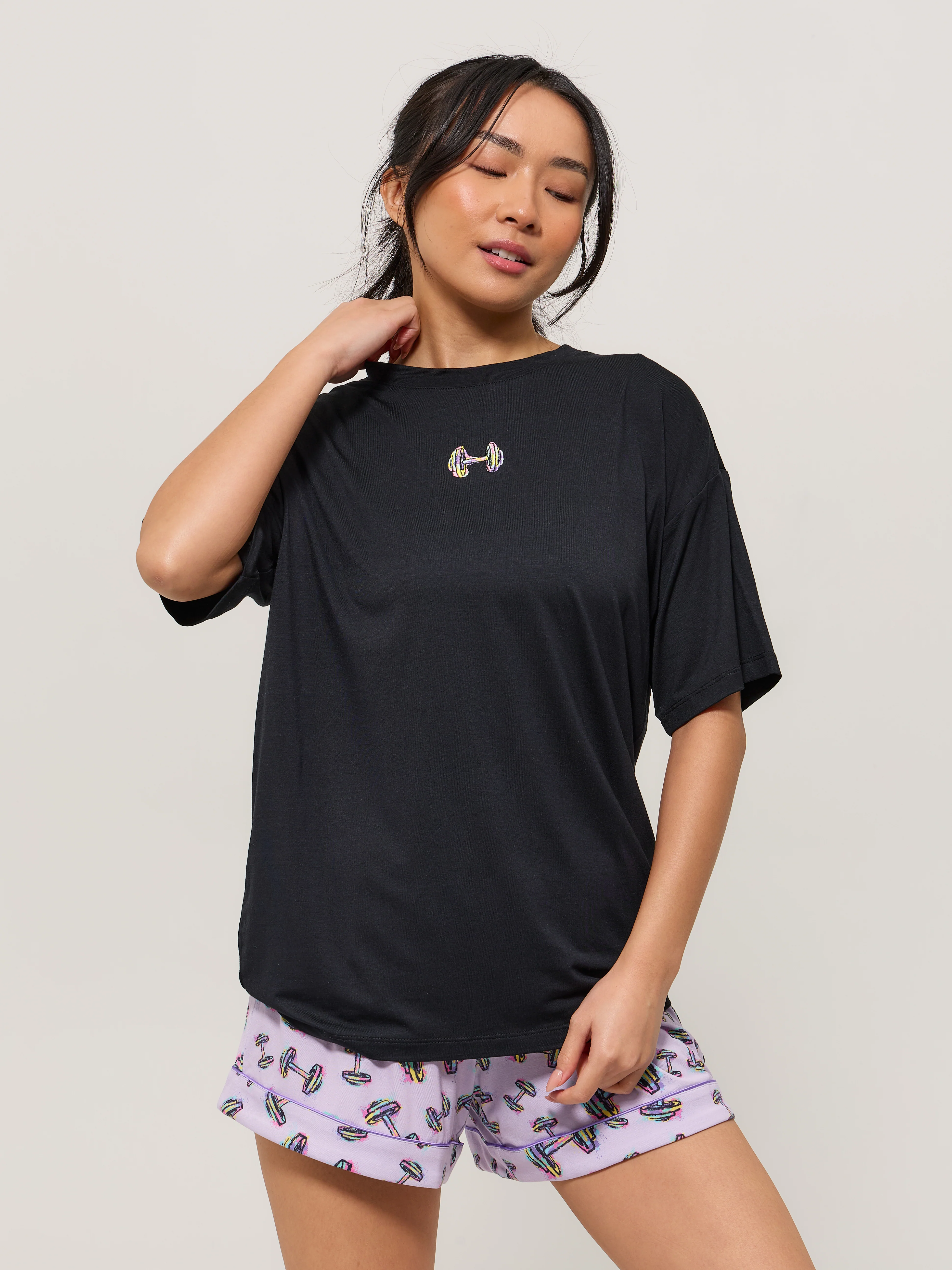 Pajama Tee Shirt - Black - Image 2