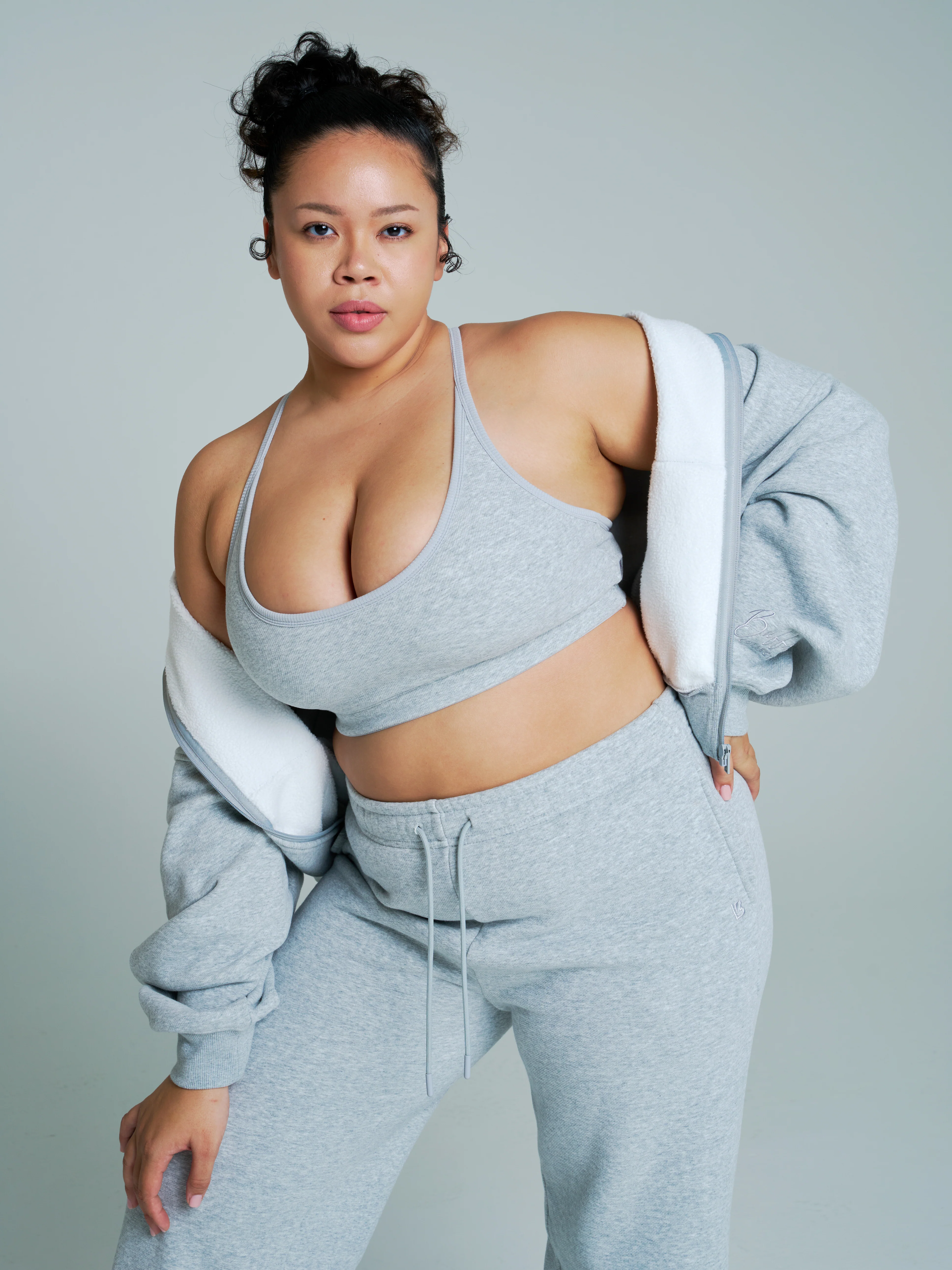 Plush Fleece Zip Hoodie - Heather Grey - Image 8
